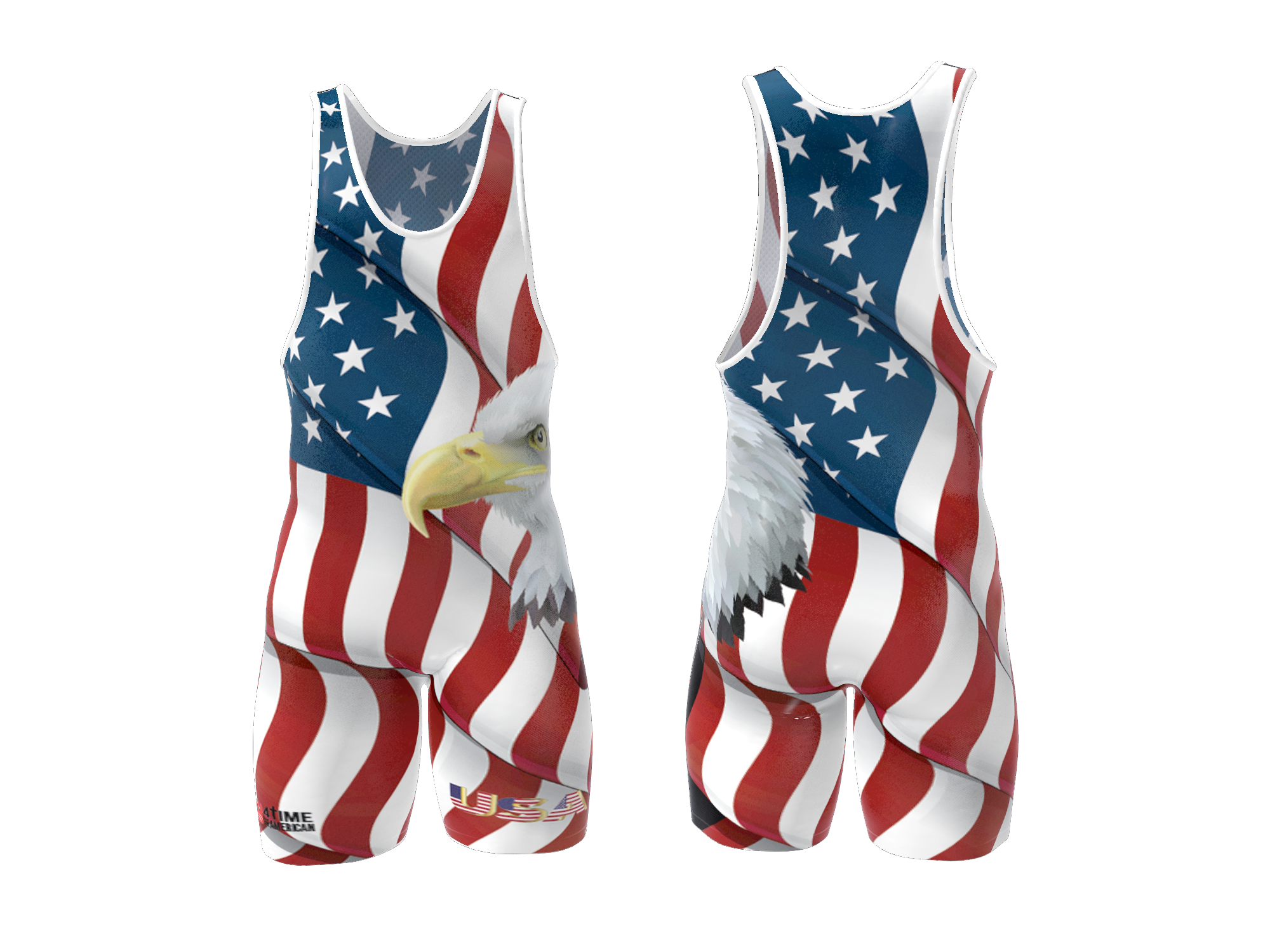 USA White Wrestling Singlet