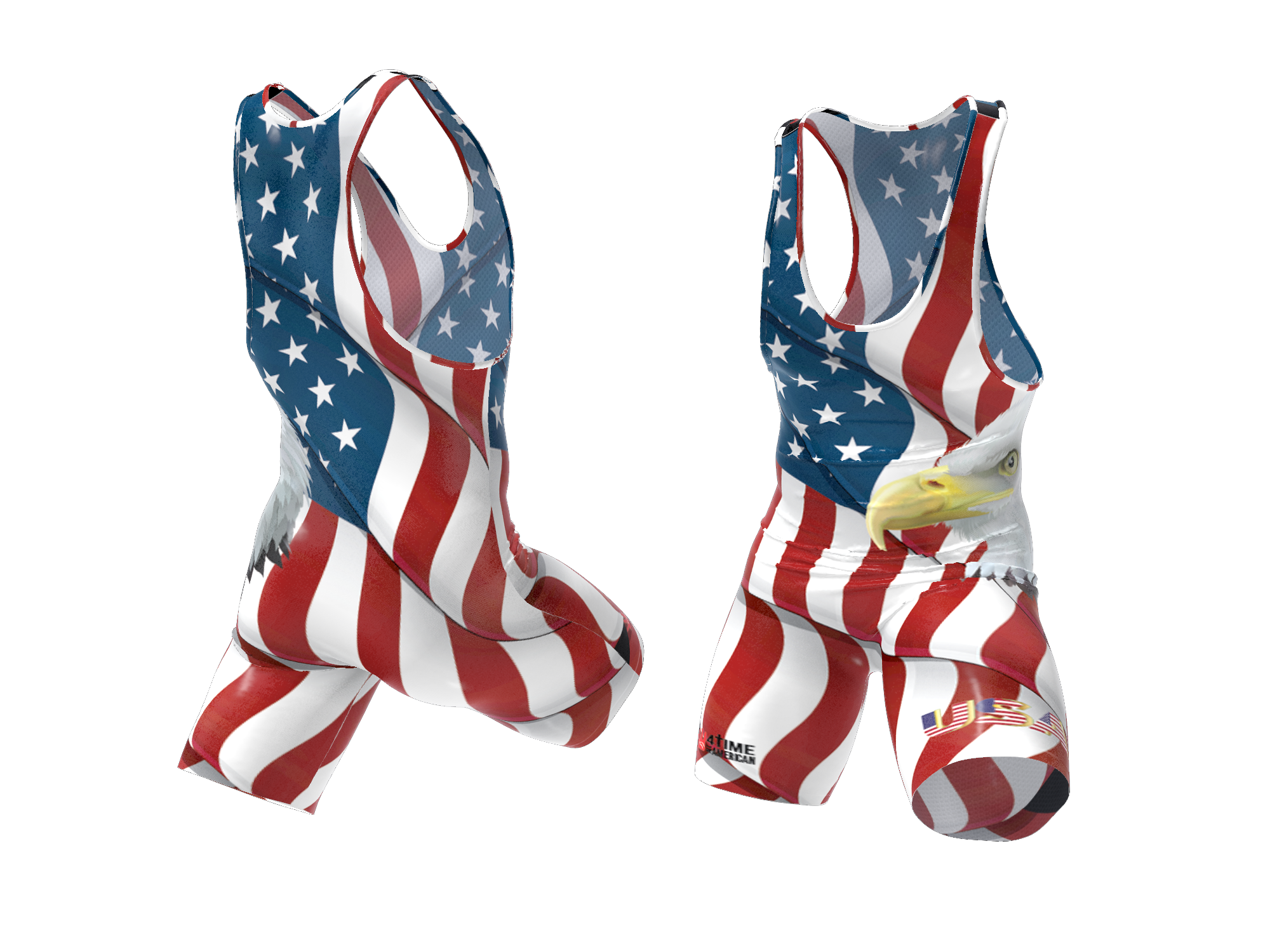 USA White Wrestling Singlet